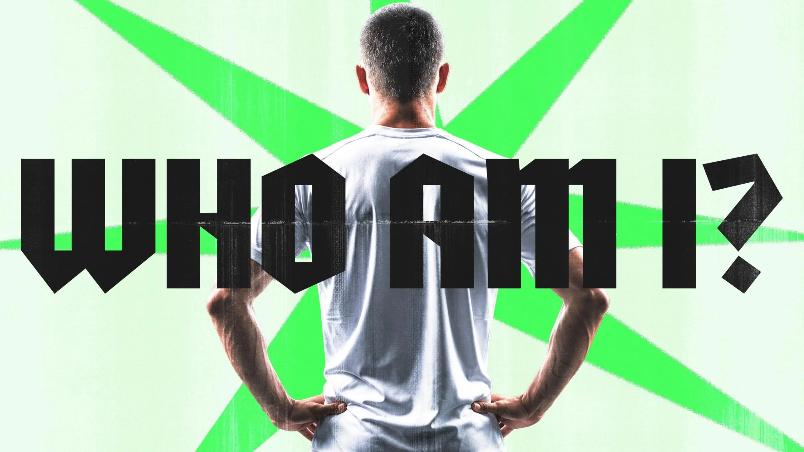 Who Am I quiz graphic with a player's back to the reader