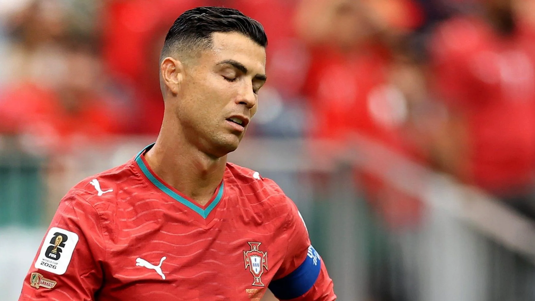 Cristiano Ronaldo looks dejected during Portugal's draw against DR Congo