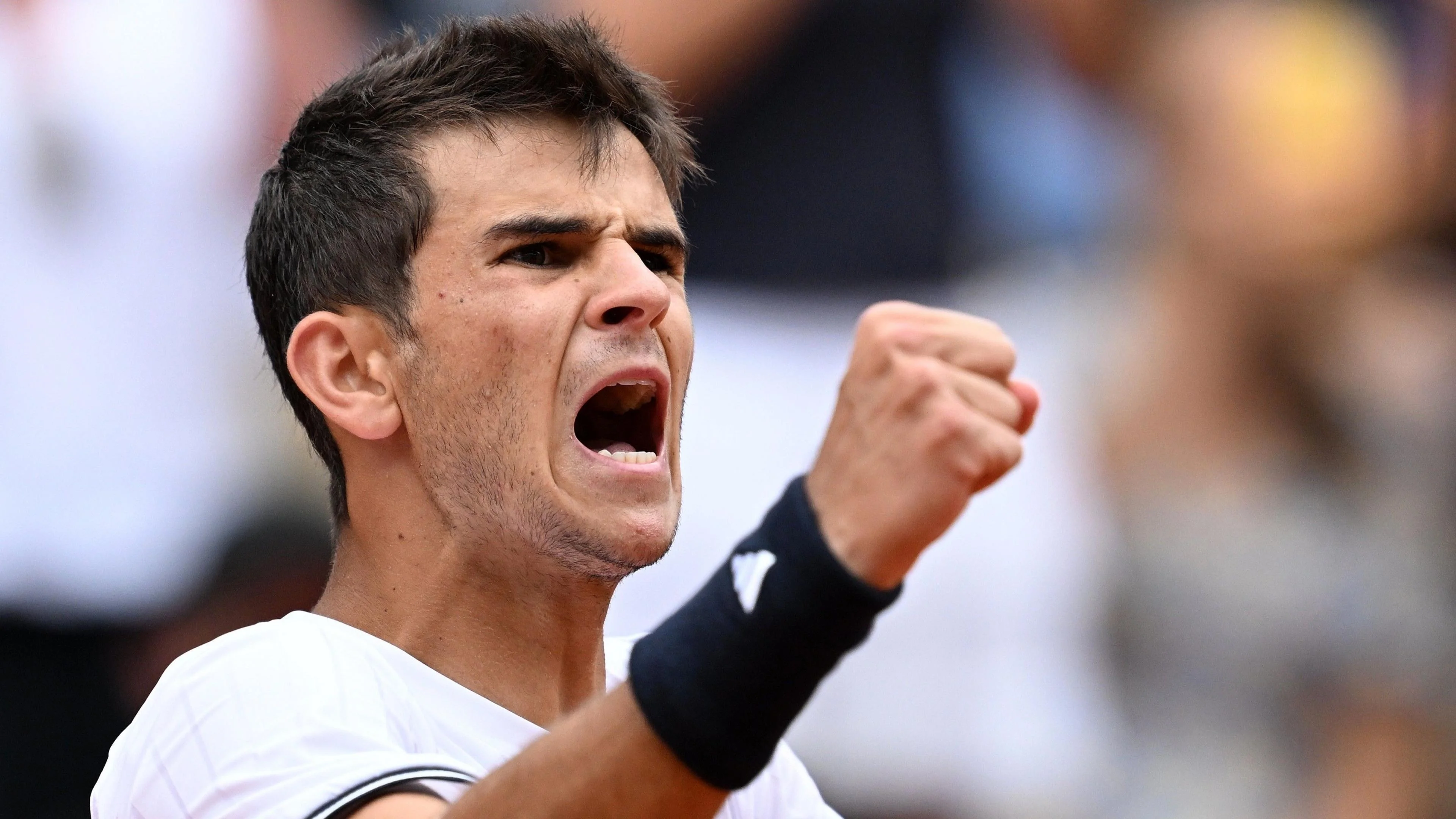 Rafael Jodar celebrates a point with a fist clench and vocal response