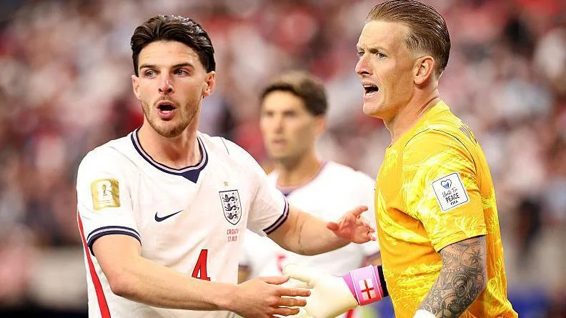 Declan Rice and Jordan Pickford