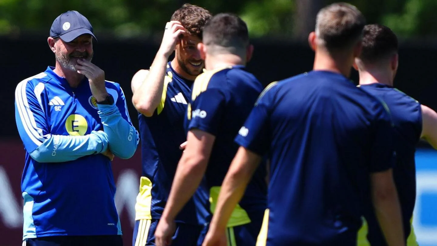 Scotland head coach Steve Clarke is all smiles during training