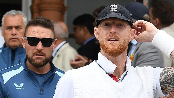 Brendon McCullum and Ben Stokes after the first Test between England and New Zealand