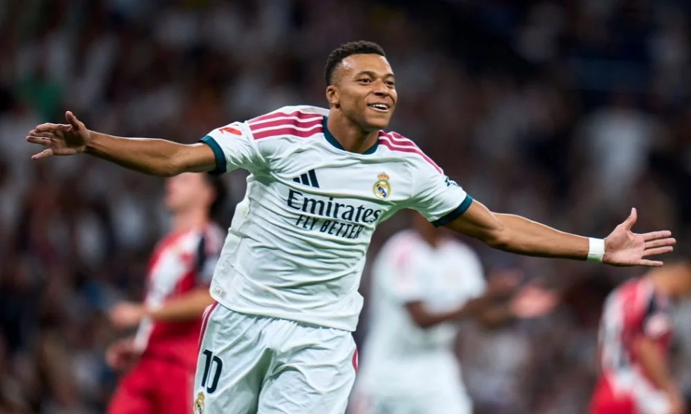 Mbappe celebrates a goal for Real Madrid